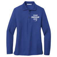 Port Authority Women's Silk Touch Long Sleeve Polo, Royal, Front view, Mockup