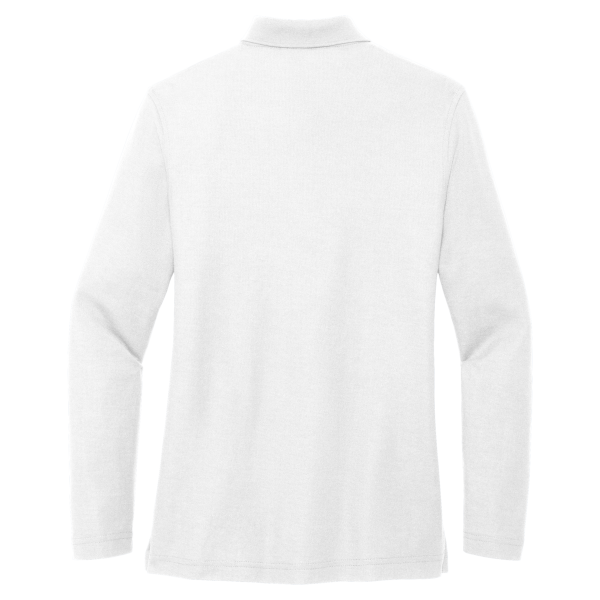 Port Authority Women's Silk Touch Long Sleeve Polo, White, Back view