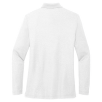 Port Authority Women's Silk Touch Long Sleeve Polo, White, Back view