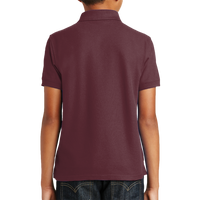 Port Authority Youth Core Classic Pique Polo, Burgundy, Back view