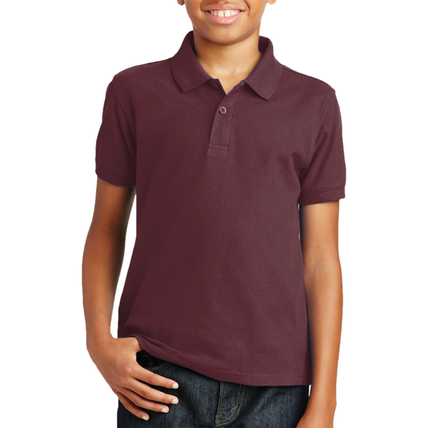 Port Authority Youth Core Classic Pique Polo, Burgundy, Front view