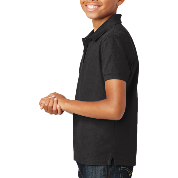 Port Authority Youth Core Classic Pique Polo, Deep Black, Left Sleeve view