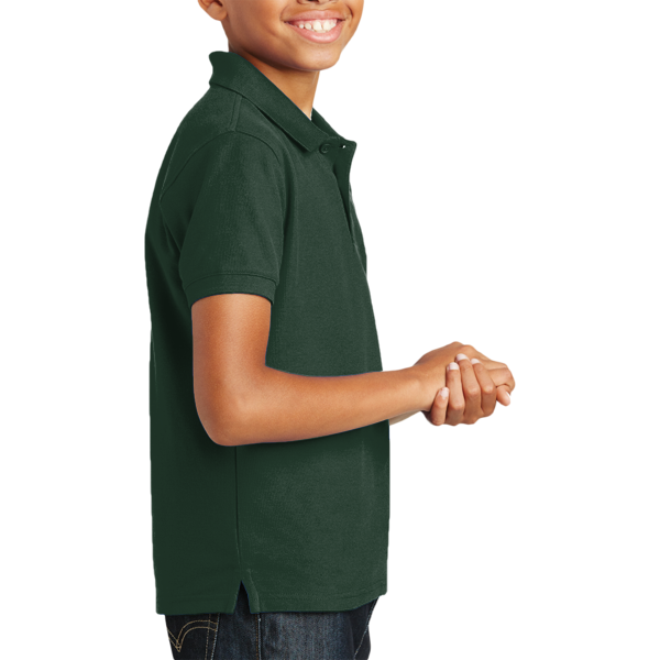 Port Authority Youth Core Classic Pique Polo, Deep Forest Green, Right Sleeve view
