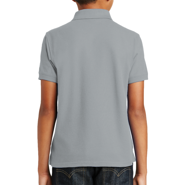 Port Authority Youth Core Classic Pique Polo, Gusty Grey, Back view