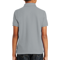 Port Authority Youth Core Classic Pique Polo, Gusty Grey, Back view