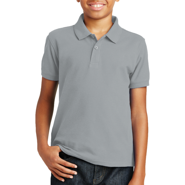 Port Authority Youth Core Classic Pique Polo, Gusty Grey, Front view