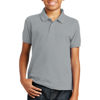 Port Authority Youth Core Classic Pique Polo, Gusty Grey, Front view