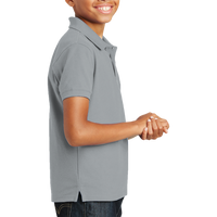 Port Authority Youth Core Classic Pique Polo, Gusty Grey, Right Sleeve view