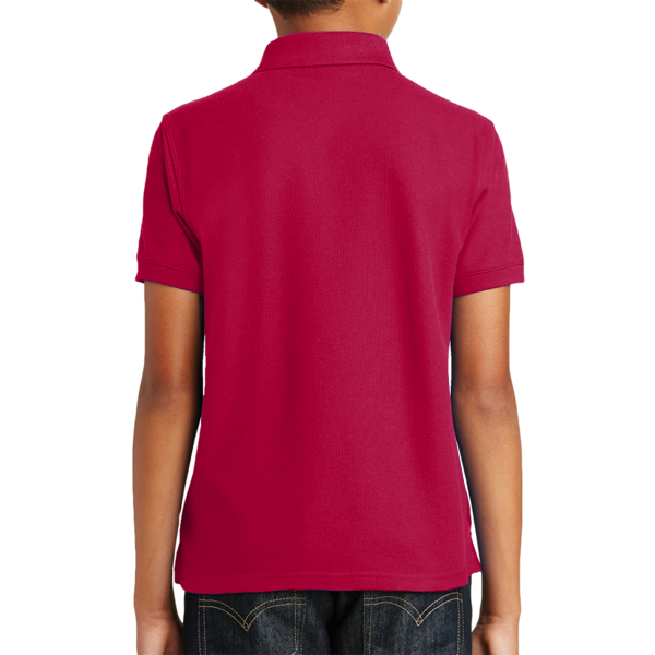 Port Authority Youth Core Classic Pique Polo, Rich Red, Back view