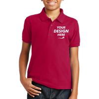 Port Authority Youth Core Classic Pique Polo, Rich Red, Front view, Mockup