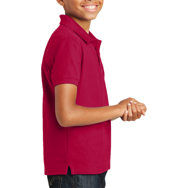 Port Authority Youth Core Classic Pique Polo, Rich Red, Right Sleeve view