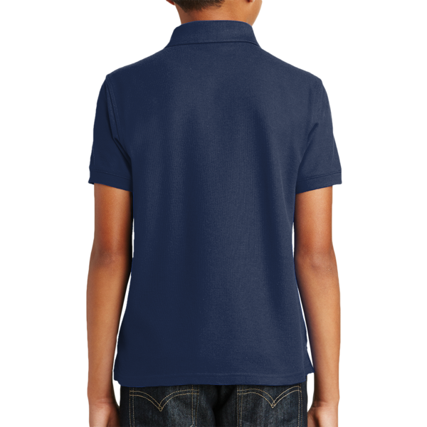 Port Authority Youth Core Classic Pique Polo, River Blue Navy, Back view