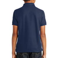 Port Authority Youth Core Classic Pique Polo, River Blue Navy, Back view