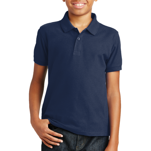 Port Authority Youth Core Classic Pique Polo, River Blue Navy, Front view