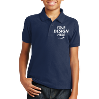 Port Authority Youth Core Classic Pique Polo, River Blue Navy, Front view, Mockup