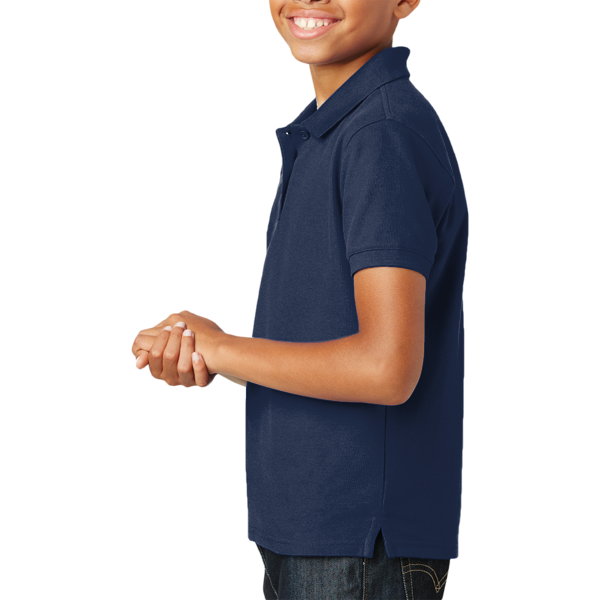 Port Authority Youth Core Classic Pique Polo, River Blue Navy, Left Sleeve view