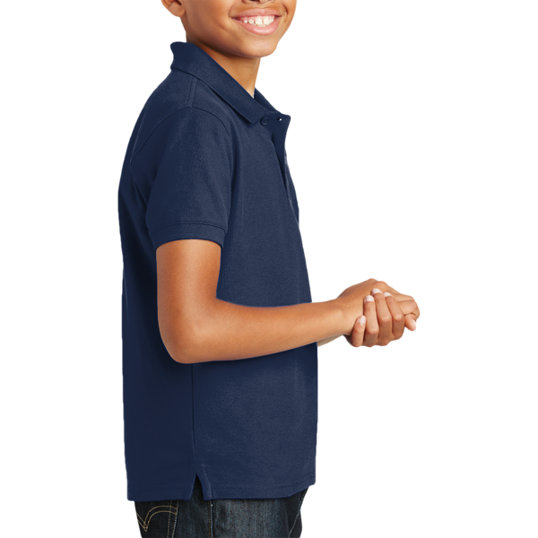 Port Authority Youth Core Classic Pique Polo, River Blue Navy, Right Sleeve view