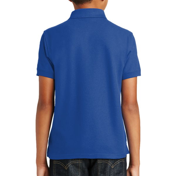 Port Authority Youth Core Classic Pique Polo, True Royal, Back view