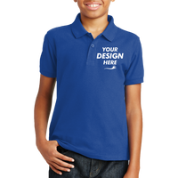 Port Authority Youth Core Classic Pique Polo, True Royal, Front view, Mockup