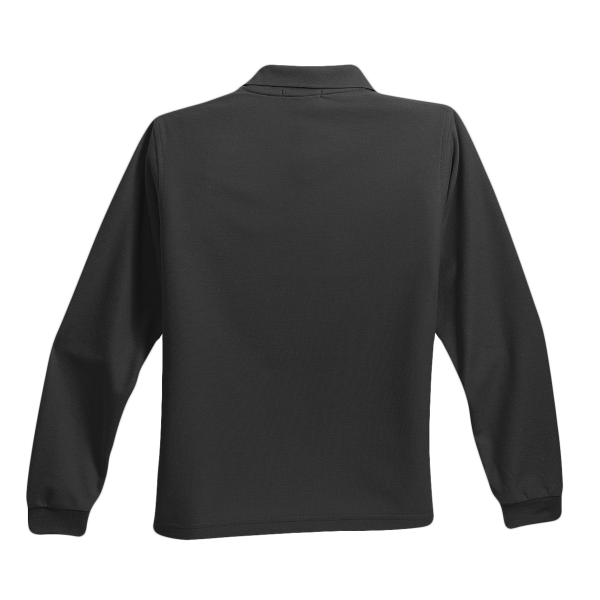 Port Authority Youth Long Sleeve Silk Touch Polo, Black, Back view