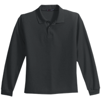 Port Authority Youth Long Sleeve Silk Touch Polo, Black, Front view