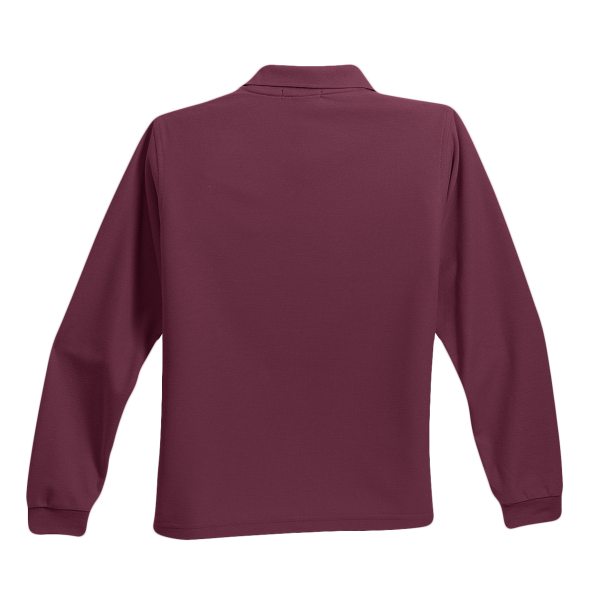 Port Authority Youth Long Sleeve Silk Touch Polo, Burgundy, Back view