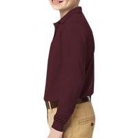 Port Authority Youth Long Sleeve Silk Touch Polo, Burgundy, Left Sleeve view