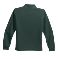 Port Authority Youth Long Sleeve Silk Touch Polo, Dark Green, Back view
