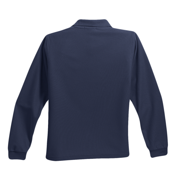 Port Authority Youth Long Sleeve Silk Touch Polo, Navy, Back view