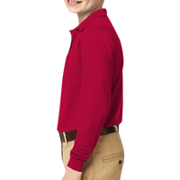 Port Authority Youth Long Sleeve Silk Touch Polo, Red, Left Sleeve view