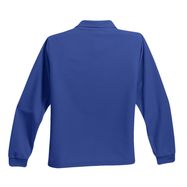 Port Authority Youth Long Sleeve Silk Touch Polo, Royal, Back view