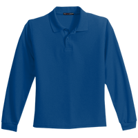 Port Authority Youth Long Sleeve Silk Touch Polo, Royal, Front view