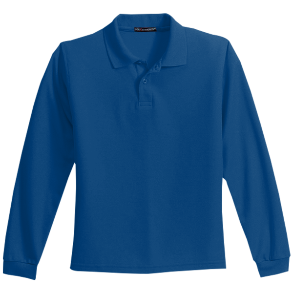 Port Authority Youth Long Sleeve Silk Touch Polo, Royal, Front view