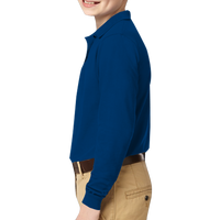 Port Authority Youth Long Sleeve Silk Touch Polo, Royal, Left Sleeve view