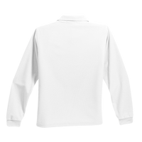 Port Authority Youth Long Sleeve Silk Touch Polo, White, Back view