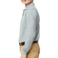 Port Authority Youth Long Sleeve Silk Touch Polo, White, Left Sleeve view