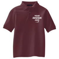 Port Authority Youth Silk Touch Polo, Burgundy, Front view, Mockup