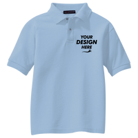 Port Authority Youth Silk Touch Polo, Light Blue, Front view, Mockup