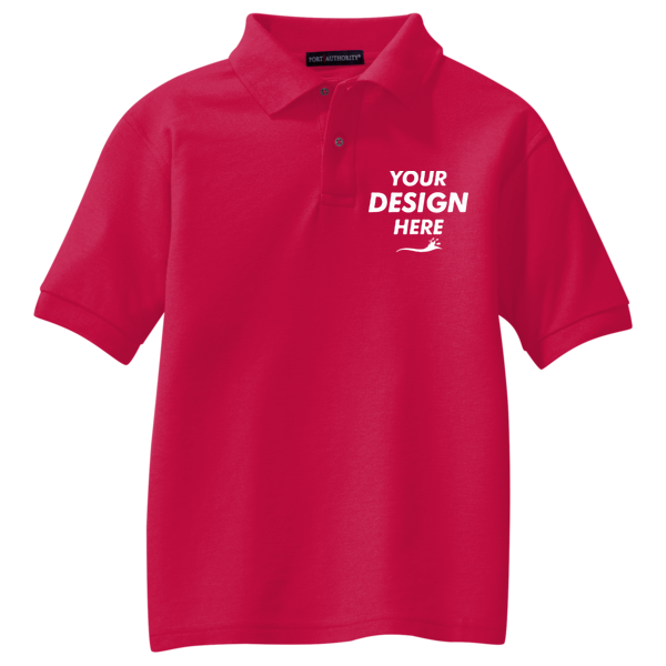Port Authority Youth Silk Touch Polo, Red, Front view, Mockup
