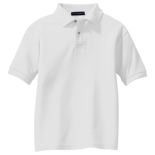 Port Authority Youth Silk Touch Polo, White, Front view