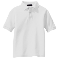 Port Authority Youth Silk Touch Polo, White, Front view