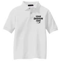 Port Authority Youth Silk Touch Polo, White, Front view, Mockup