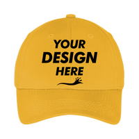 Port Authority Youth Six Panel Twill Cap, Athletic Gold, Front view, Mockup