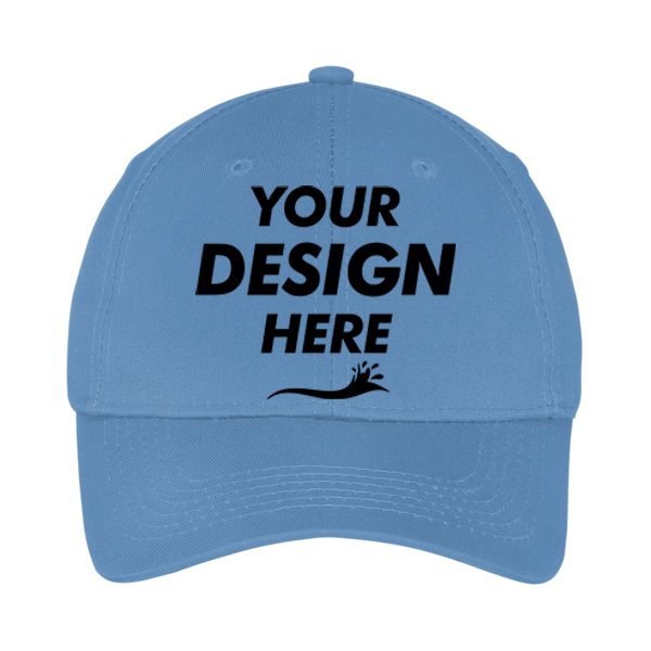 Port Authority Youth Six Panel Twill Cap, Carolina Blue, Front view, Mockup