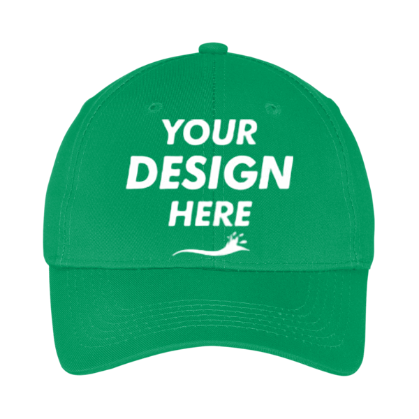 Port Authority Youth Six Panel Twill Cap, Kelly Green, Front view, Mockup
