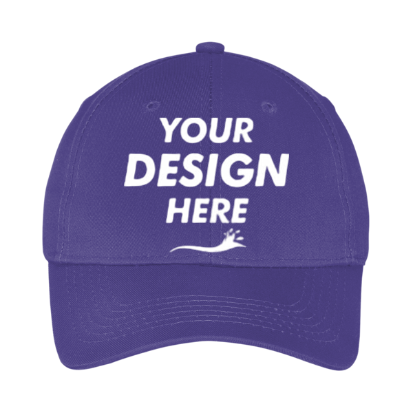 Port Authority Youth Six Panel Twill Cap, Purple, Front view, Mockup