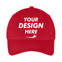 Port Authority Youth Six Panel Twill Cap, Red, Front view, Mockup