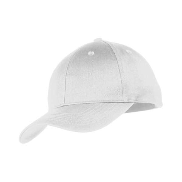 Port Authority Youth Six Panel Twill Cap, White, Left Side view