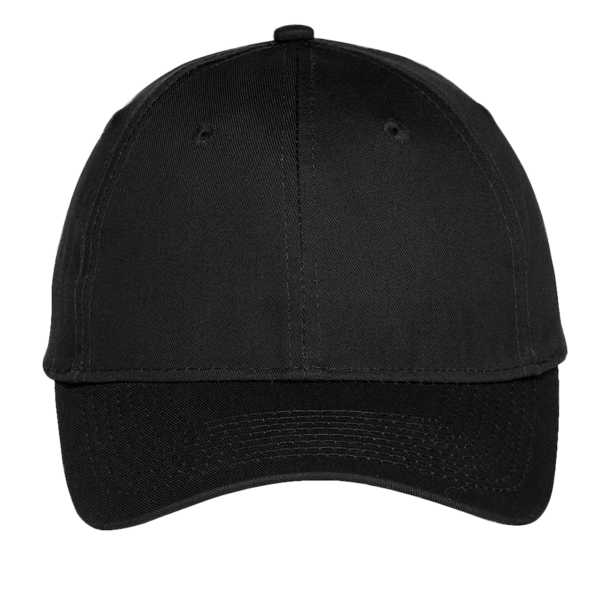 Port Authority Youth Six Panel Unstructured Twill Cap, Black, Front view