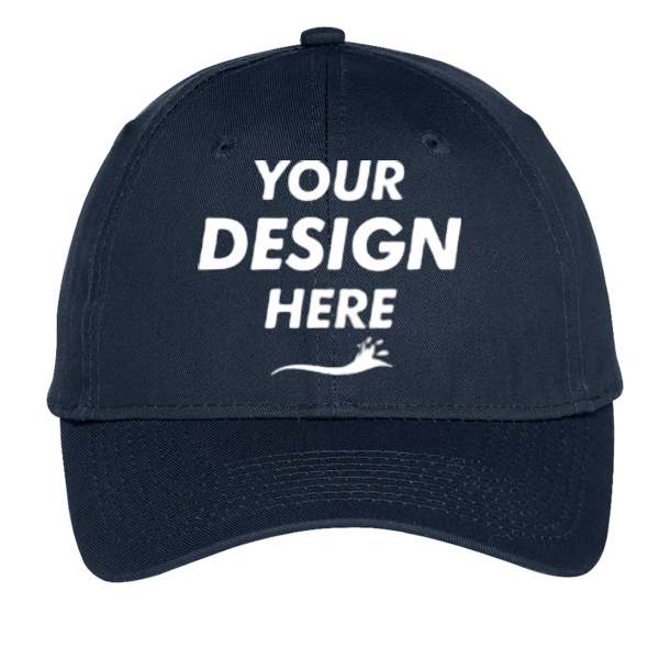 Port Authority Youth Six Panel Unstructured Twill Cap, Navy, Front view, Mockup